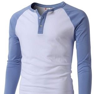 H2H Slim Fit Henley Shirt Long Sleeve